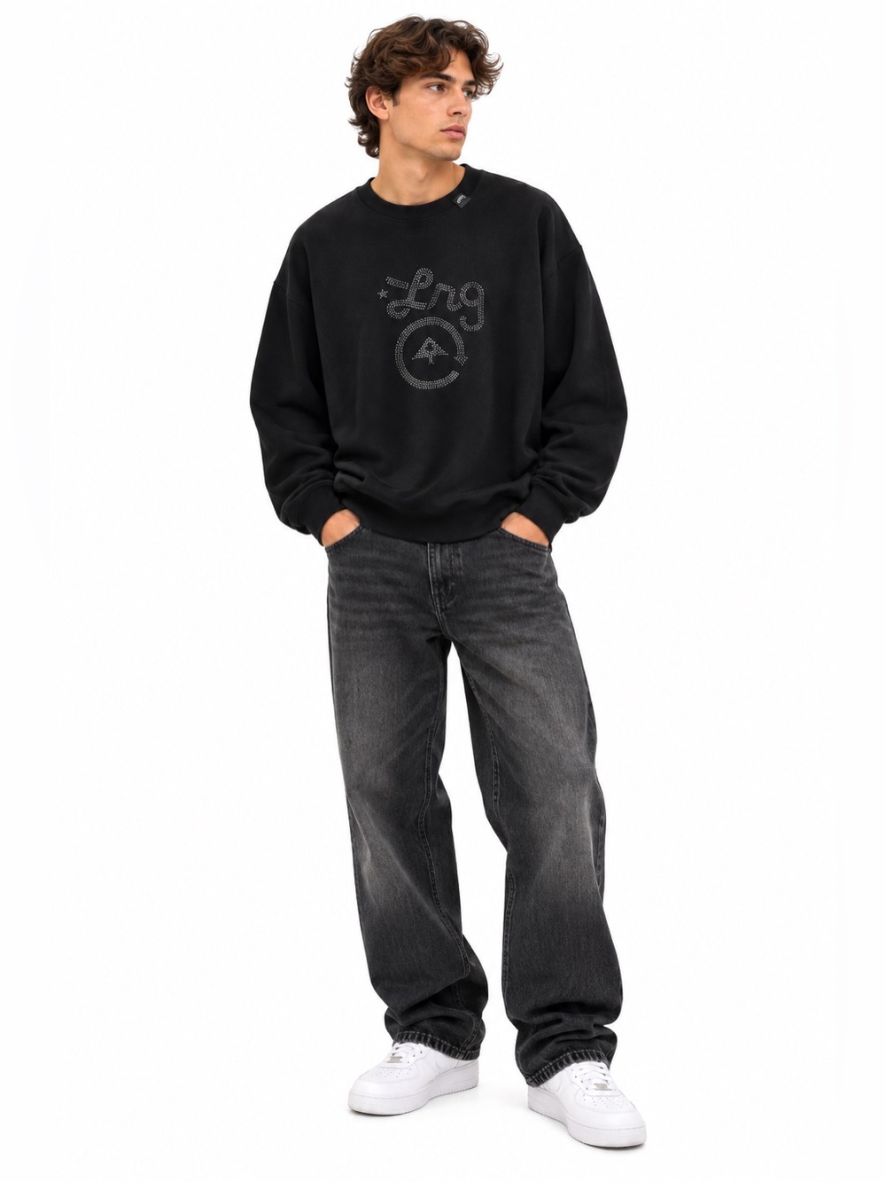 Vintage Y2K LRG Black Polka Dot Logo Crewneck Sweatshirt – XL GUC
